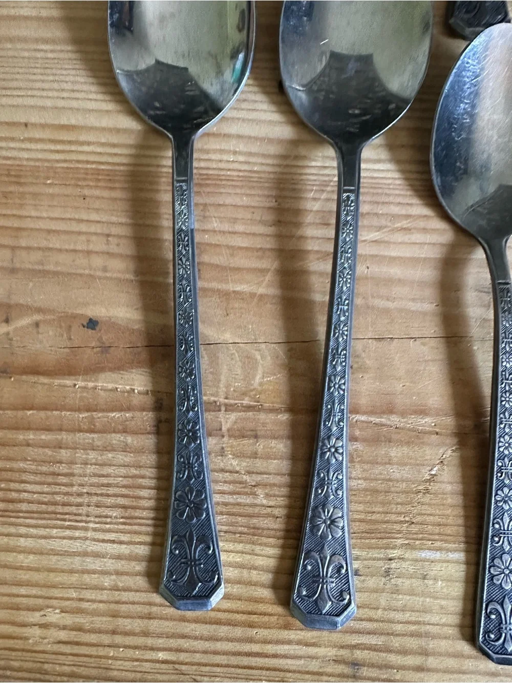 Vintage Silverware Set Of 10 Florenz Interpur Japan Stainless 8 Petal Flower